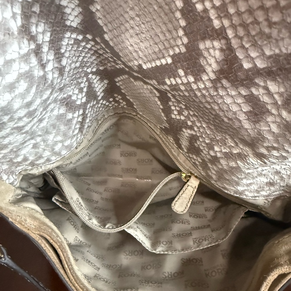 Michael Kors Bedford python embossed & suede Two … - image 12